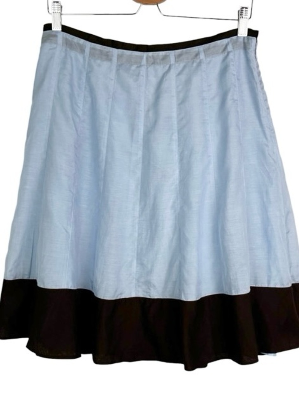 Banana Republic Silk Blend Light Blue Brown Trim Skirt Size 6